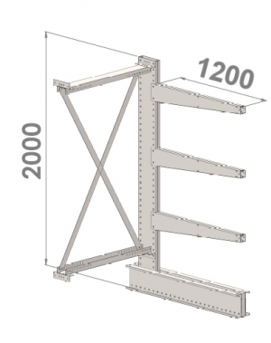 Grenställ följesektion 2000x15000x1200,3 x arm