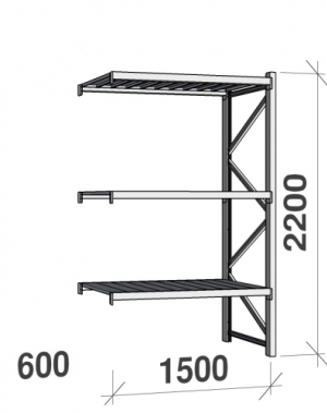 Extension bay 2200x1500x600 600kg/level,3 levels with steel decks