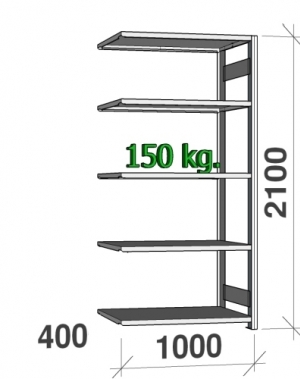 Laoriiul lisaosa 2100x1000x400 150kg/riiuliplaat,5 plaati