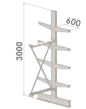 Ulokehylly jatko-osa 3000x1500x2x600,5 tasoa