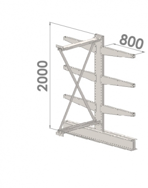 Grenställ följesektion 2000x1500x2x800,6 x arm