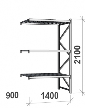 Maxi extension bay 2100x1400x900 600kg/level,3 levels with steel decks