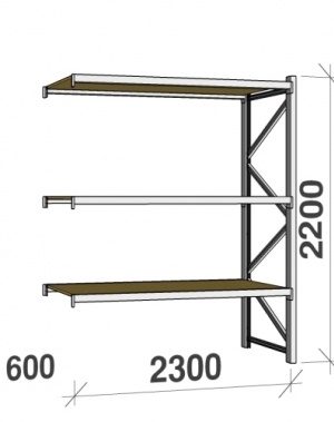 Extension bay 2200x2300x600 350kg/level,3 levels with chipboard