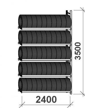 Rengashylly jatko-osa 3500x2400x500, 5 tasoa,300kg/taso MAXI