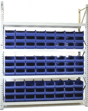 Longspan rack 2100x1950x800 4 levels with chipboard, 144 bins 400x230x150