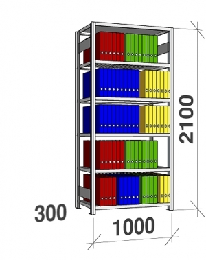 Starter bay 2100x1000x300 200kg/shelf,6 shelves