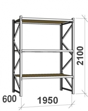 Starter bay 2100x1950x600 440kg/level,3 levels with chipboard MAXI