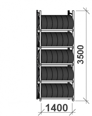 Starter Bay 3500x1400x500, 5 levels Tyre Rack MAXI