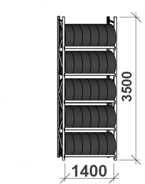 Rehviriiul, põhiosa 3500x1400x500, 5 korrust, 500kg/tasapind MAXI