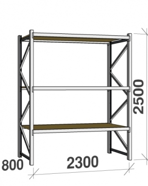 Starter bay 2500x2300x800 350kg/level,3 levels with chipboard