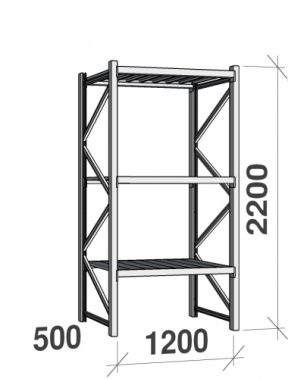 Starter bay 2200x1200x500 600kg/level,3 levels with steel decks