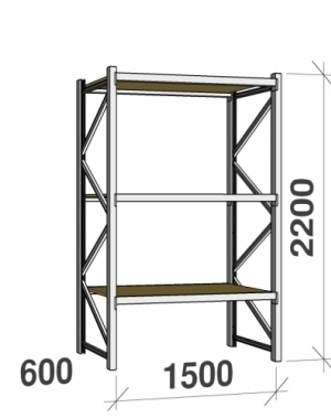 Starter bay 2200x1500x600 600kg/level,3 levels with chipboard