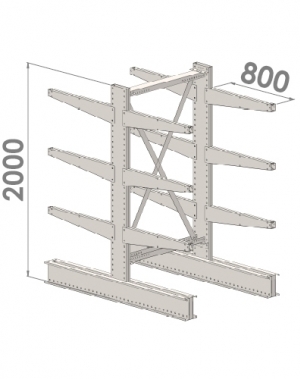 Ulokehylly perusosa 2000x1500x2x800,4 tasoa