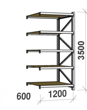 Extension bay 3500x1200x600 600kg/level,5 levels with chipboard MAXI