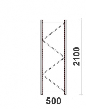 Kevytorsihyllyn pylväselementti 2100x500 mm MAXI