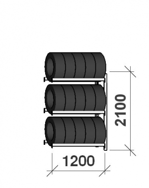 Rengashylly jatko-osa 2100x1200x500, 3 tasoa, 600kg/taso