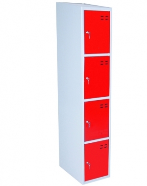 Storage locker, red/grey 4 compartments 1920x350x550