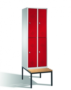 2-tier locker with bench, 4 doors, 2090x610x500/815 mm