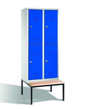2-tier locker with bench, 4 doors, 2090x810x500/815 mm