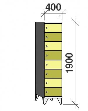 8-Tier locker, 8 doors, 1900x400x545 mm