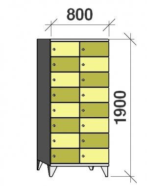 8-Tier locker,16 doors, 1900x800x545 mm