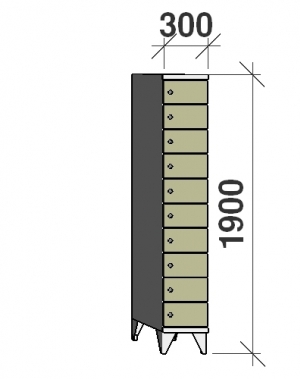 Lokerokaappi 10:lla ovella 1900x300x545