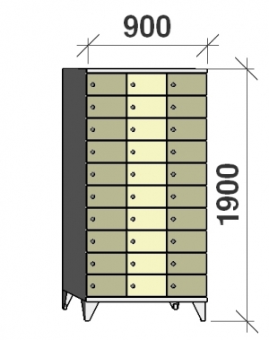 Lokerokaappi 30:lla ovella 1900x900x545