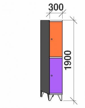 Sektsioonkapp, 2 ust, 1900x300x545 mm