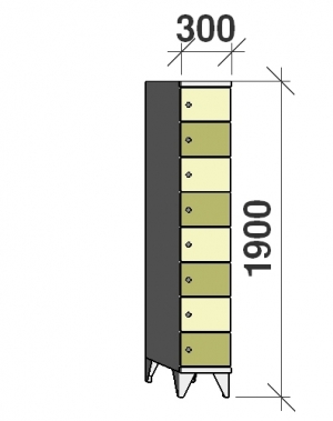 8-tier locker, 8 doors, 1900x300x545 mm