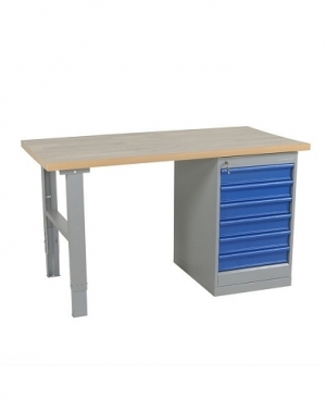 Worktable w. draw. 6 draw. 2000x800 mm, oak