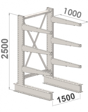 Grenställ startsektion 2500x1500x1000,6 x arm