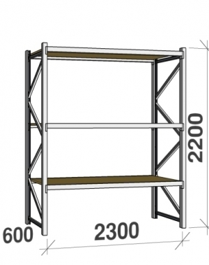 Starter bay 2200x2300x600 350kg/level,3 levels with chipboard