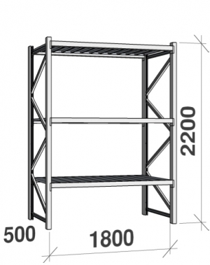 Starter bay 2200x1800x500 480kg/level,3 levels with steel decks