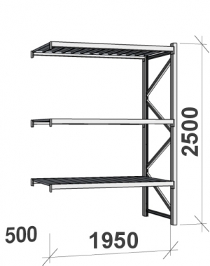 Laoriiul jätkuosa 2500x1950x500 440kg/tasapind,3 metalltasapinda MAXI