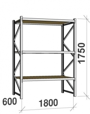 Starter bay 1750x1800x600 480kg/level,3 levels with chipboard