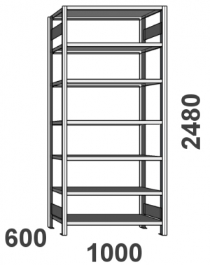 Starter bay 2480x1000x600, 7 shelves, ZN Kasten used