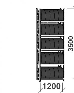 Rehviriiul, põhiosa 3500x1200x500, 5 korrust, 600kg/tasapind MAXI