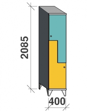 Z-kaappi 2:lla ovella 2085x400x545 viistokatolla