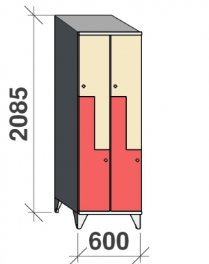 Z-kapp 2085x600x545, 4 ust, kaldkatusega