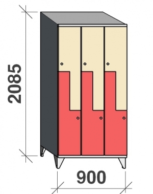 Z-kapp 2085x900x545, 6 ust, kaldkatusega