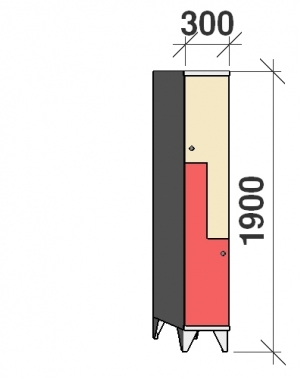 Z- Metallskåp, 2 dörrar, 1900x300x545