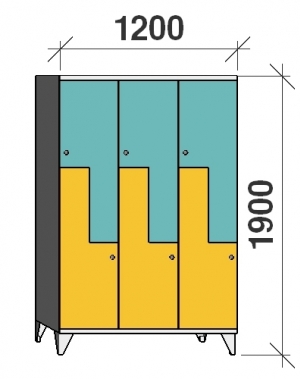 Z- Metallskåp, 6 dörrar, 1900x1200x545