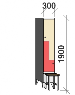 Z-kapp 1900x300x845, 2 ust, pingiga