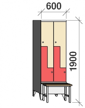 Z-kapp 1900x600x845, 4 ust, pingiga