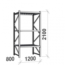 Lagerhylla startsektion 2100x1200x800 600kg/hyllplan,3 hyllor