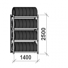 Däckställ startsektion 2500x1400x500, 4 hyllplan,600kg/plan