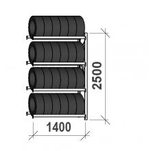 Rengashylly jatko-osa 2500x1400x500, 4 tasoa, 600kg/taso