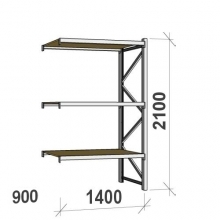 Lagerhylla följesektion 2100x1400x900 600kg/hyllplan 3 hyllor, spånskiva