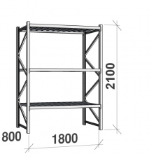 Lagerhylla startsektion 2100x1800x800 480kg/hyllplan,3 hyllor