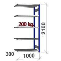 Laoriiul lisaosa 2100x1000x300 200kg/riiuliplaat,5 plaati, sinine/Zn